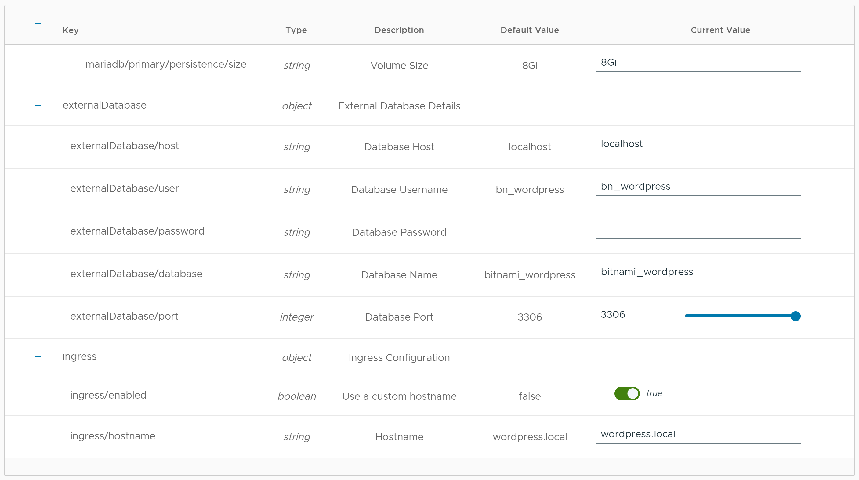 Deploy application visual editor with parameters