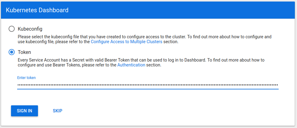 Kubernetes Dashboard Login